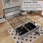 Cadre de lit Queen Size Costway avec 2 tiroirs de rangement, lumières LED et lattes, design moderne