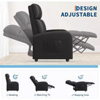 Fauteuil inclinable pour adultes, en cuir PU, inclinable, ergonomique et réglable, canapé simple amélioré avec poche latérale, dossier haut, accoudoirs larges et siège rembourré