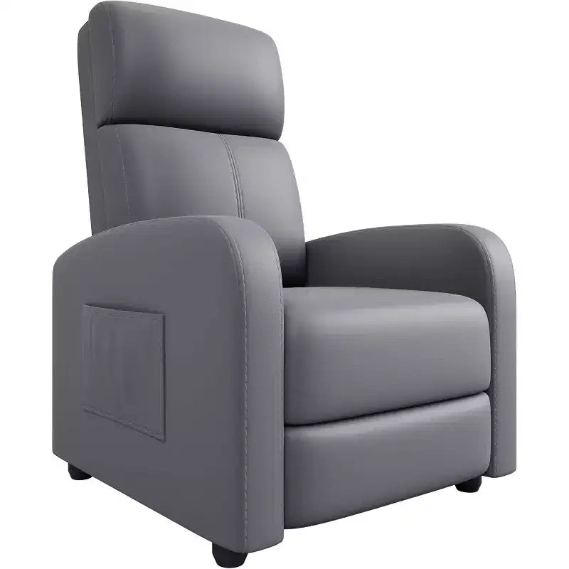 Fauteuil inclinable pour adultes, en cuir PU, inclinable, ergonomique et réglable, canapé simple amélioré avec poche latérale, dossier haut, accoudoirs larges et siège rembourré