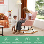 TUYOHW Fauteuil à bascule rembourré en tissu peluche, chaise moderne à dossier haut, capacité de 113 kg, fauteuil à bascule d'appoint pour salon, chambre d'enfant, chambre à coucher