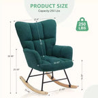 TUYOHW Fauteuil à bascule rembourré en tissu peluche, chaise moderne à dossier haut, capacité de 113 kg, fauteuil à bascule d'appoint pour salon, chambre d'enfant, chambre à coucher