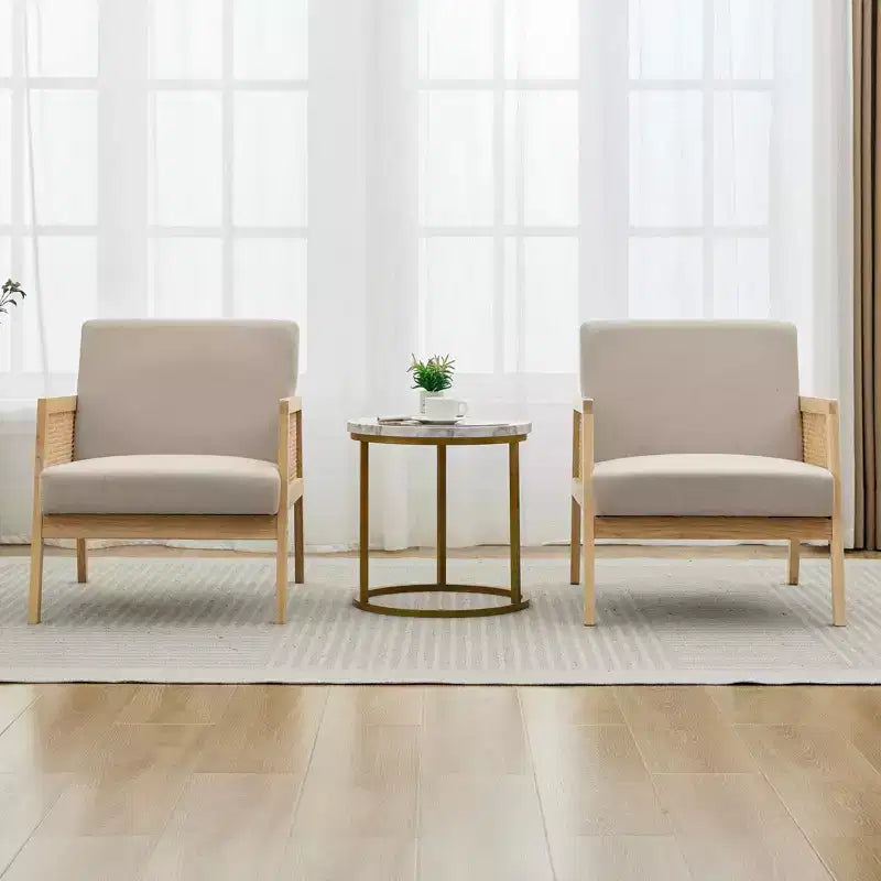 COZONY Lot de 2 fauteuils d'appoint rembourrés, fauteuils de salon modernes avec pieds en bois pour salon et terrasse
