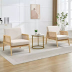 COZONY Lot de 2 fauteuils d'appoint rembourrés, fauteuils de salon modernes avec pieds en bois pour salon et terrasse
