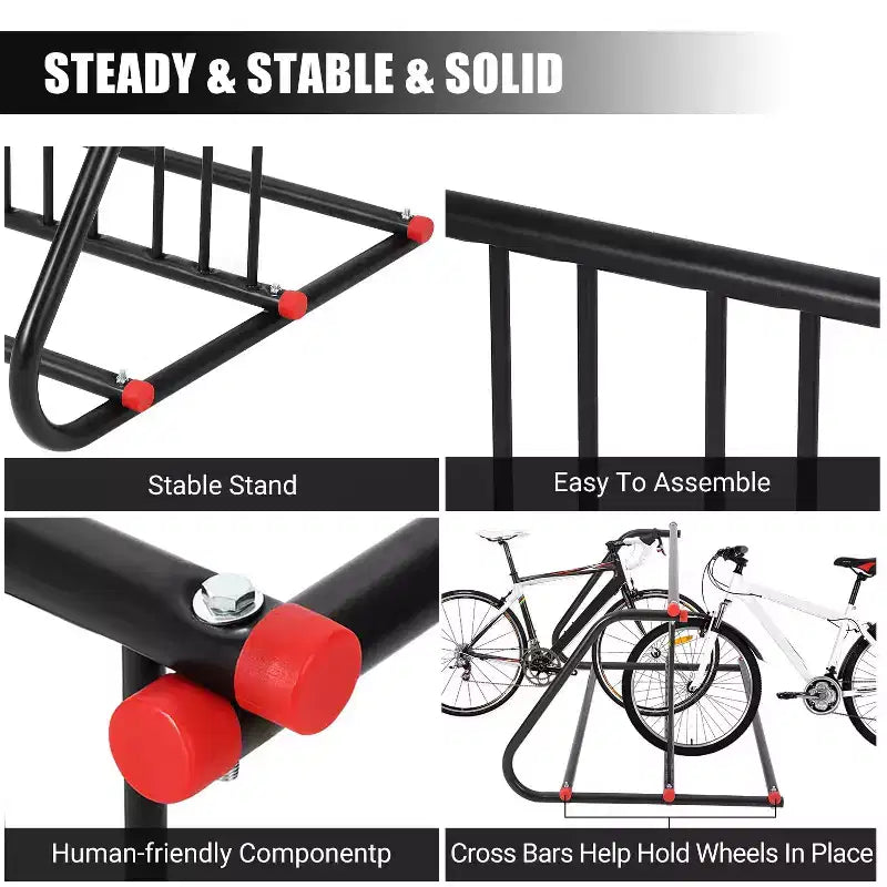 Support de rangement pour vélos au sol, robuste, 5/10 places, en acier, pour garages, magasins, écoles, solide et facile à assembler