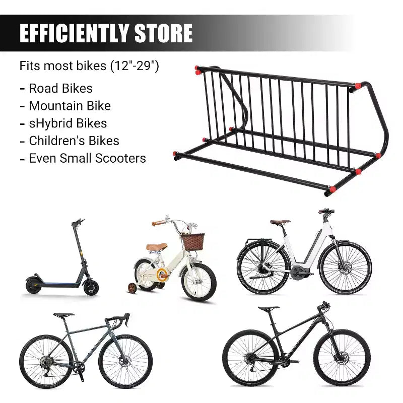 Support de rangement pour vélos au sol, robuste, 5/10 places, en acier, pour garages, magasins, écoles, solide et facile à assembler