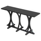 JVNOXK59.8'' Console en bois avec plateau en placage de chêne, Table d'entrée de ferme avec pieds incurvés élancés en bois d'hévéa, Noir