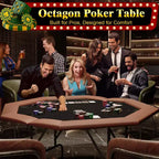 Table de poker octogonale à 8 joueurs pliable marron avec porte-gobelets pour le Texas Hold'em et le Blackjack (équipement de jeu professionnel pour la maison)