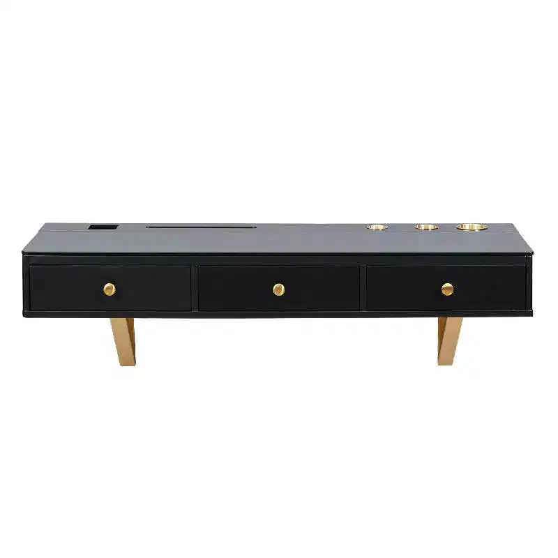 Étagère Flottante avec Tiroir Multi-usages Fixée au Mur Coiffeuse de Maquillage Bureau Fixé au Mur Table Flottante Bureau de Maquillage pour Chambre Salle de Bain Noir