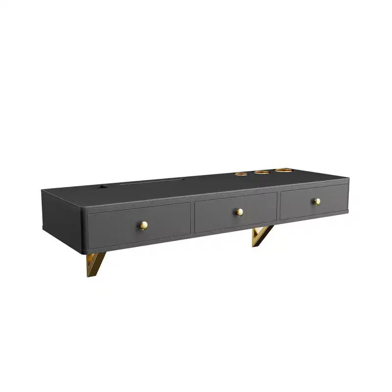 Étagère Flottante avec Tiroir Multi-usages Fixée au Mur Coiffeuse de Maquillage Bureau Fixé au Mur Table Flottante Bureau de Maquillage pour Chambre Salle de Bain Noir