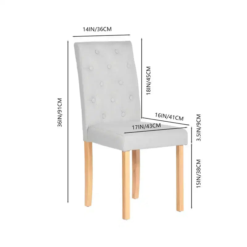 FurnitureR - Lot de 4 chaises de salle à manger capitonnées avec dossier touffeté, assise en mousse souple et pieds en bois massif pour cuisine, salle à manger et maison.