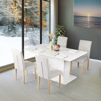 FurnitureR - Lot de 4 chaises de salle à manger capitonnées avec dossier touffeté, assise en mousse souple et pieds en bois massif pour cuisine, salle à manger et maison.