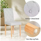 FurnitureR - Lot de 4 chaises de salle à manger capitonnées avec dossier touffeté, assise en mousse souple et pieds en bois massif pour cuisine, salle à manger et maison.