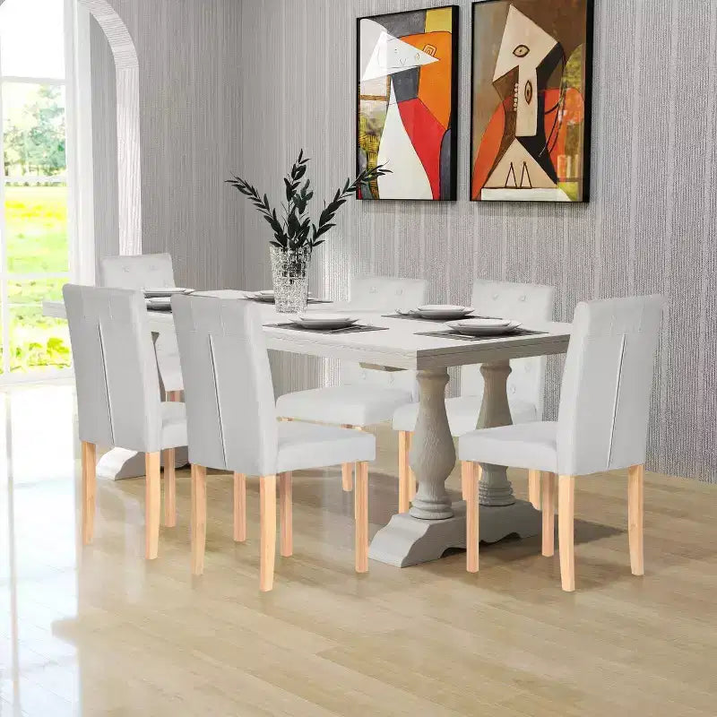 FurnitureR - Lot de 4 chaises de salle à manger capitonnées avec dossier touffeté, assise en mousse souple et pieds en bois massif pour cuisine, salle à manger et maison.