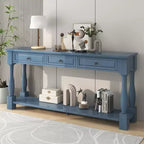 Whisen Console Longue Rectangulaire en Bois de Style Méditerranéen avec Tiroirs et Étagère