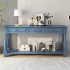Whisen Console Longue Rectangulaire en Bois de Style Méditerranéen avec Tiroirs et Étagère