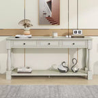 Whisen Console Longue Rectangulaire en Bois de Style Méditerranéen avec Tiroirs et Étagère
