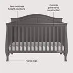 Lit de bébé convertible Child Craft Camden 4-en-1, se transforme en lit de repos, en lit pour tout-petit et en lit pleine grandeur, 3 positions de matelas, finition sécuritaire pour bébé