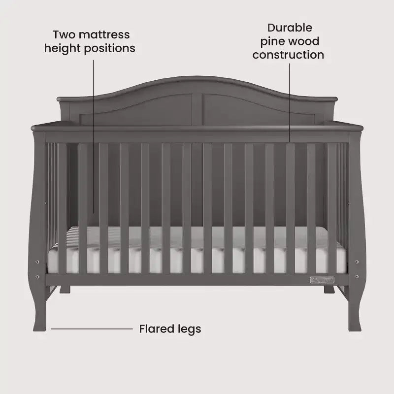 Lit de bébé convertible Child Craft Camden 4-en-1, se transforme en lit de repos, en lit pour tout-petit et en lit pleine grandeur, 3 positions de matelas, finition sécuritaire pour bébé