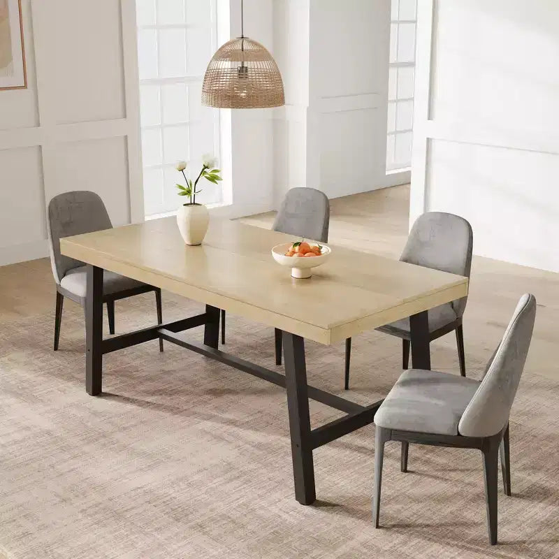 Table de salle à manger industrielle pour 4 à 6 personnes, longue table de cuisine en bois de 160 cm avec cadre métallique robuste et finition grise - Table de comptoir rectangulaire 4 places