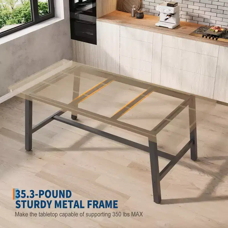 Table de salle à manger industrielle pour 4 à 6 personnes, longue table de cuisine en bois de 160 cm avec cadre métallique robuste et finition grise - Table de comptoir rectangulaire 4 places