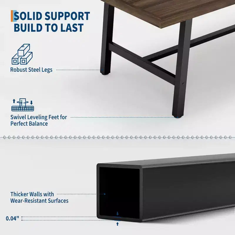 Table de salle à manger industrielle pour 4 à 6 personnes, longue table de cuisine en bois de 160 cm avec cadre métallique robuste et finition grise - Table de comptoir rectangulaire 4 places