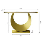 47 Table Console Demi-Lune avec Plateau en Faux Marbre et Base en Métal, Table d'Appoint Mince pour Foyer, Couloir, Salon ou Chambre à Coucher-Panipeachy