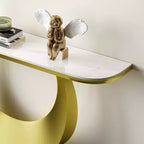 47 Table Console Demi-Lune avec Plateau en Faux Marbre et Base en Métal, Table d'Appoint Mince pour Foyer, Couloir, Salon ou Chambre à Coucher-Panipeachy
