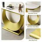 47 Table Console Demi-Lune avec Plateau en Faux Marbre et Base en Métal, Table d'Appoint Mince pour Foyer, Couloir, Salon ou Chambre à Coucher-Panipeachy