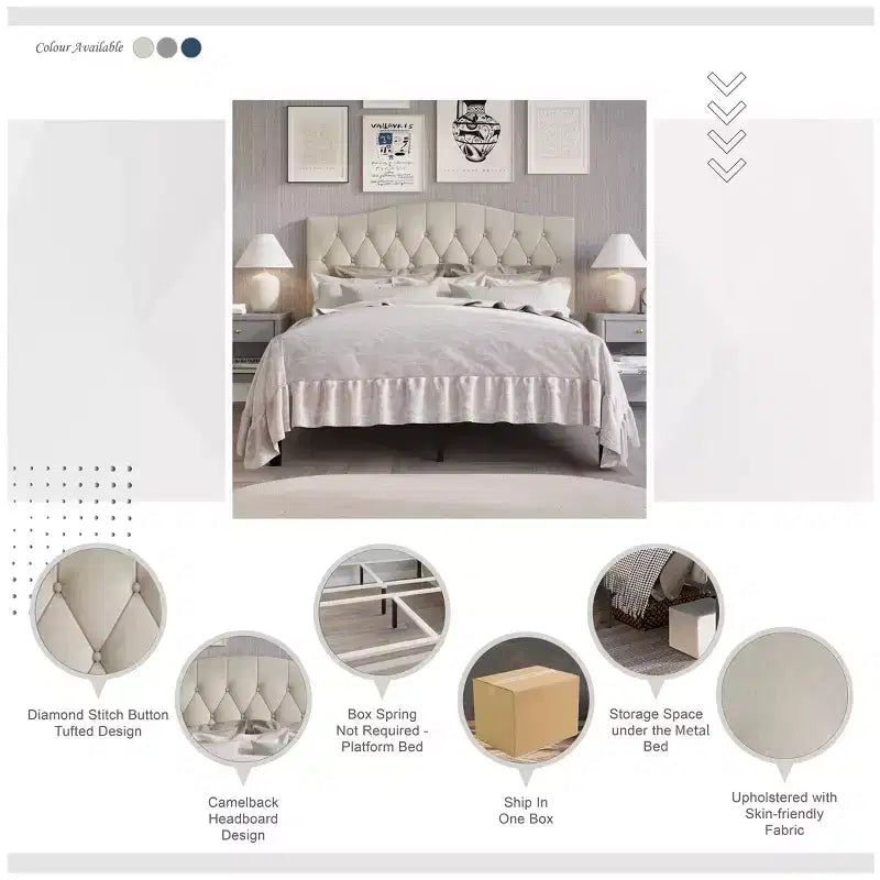 Lit plateforme en lin ChaletPosh