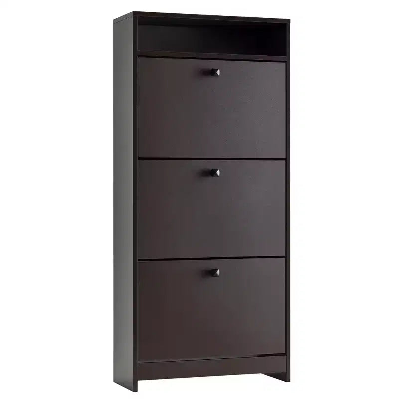 Slim Shoe Storage, Trendy Shoe Rack with 3 Large Fold-Out Drawers & a Spacious Top Surface