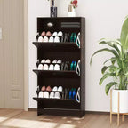 Meuble à Chaussures Fin, Range-Chaussures Tendance avec 3 Grands Tiroirs Rabattables et une Surface Supérieure Spacieuse