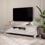 Meuble TV avec portes et placard, meuble TV de style ferme, meuble TV pour téléviseurs jusqu'à 60 pouces, console TV pour salon, chambre à coucher