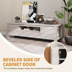 Meuble TV avec portes et placard, meuble TV de style ferme, meuble TV pour téléviseurs jusqu'à 60 pouces, console TV pour salon, chambre à coucher