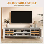 Meuble TV avec portes et placard, meuble TV de style ferme, meuble TV pour téléviseurs jusqu'à 60 pouces, console TV pour salon, chambre à coucher