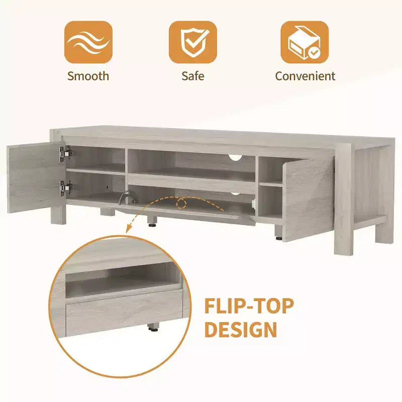 Meuble TV avec portes et placard, meuble TV de style ferme, meuble TV pour téléviseurs jusqu'à 60 pouces, console TV pour salon, chambre à coucher