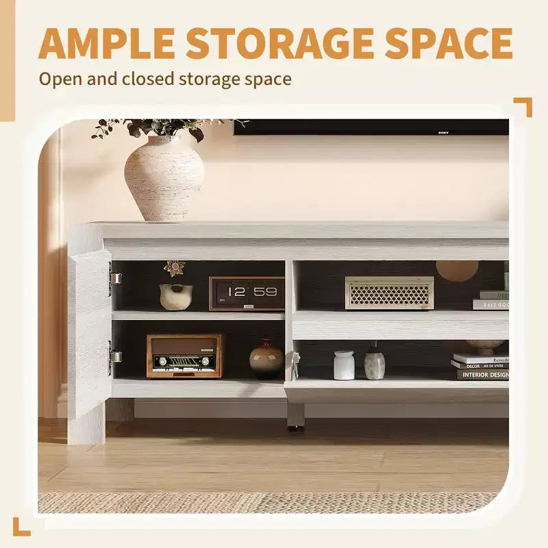 Meuble TV avec portes et placard, meuble TV de style ferme, meuble TV pour téléviseurs jusqu'à 60 pouces, console TV pour salon, chambre à coucher