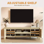 Meuble TV avec portes et placard, meuble TV de style ferme, meuble TV pour téléviseurs jusqu'à 60 pouces, console TV pour salon, chambre à coucher