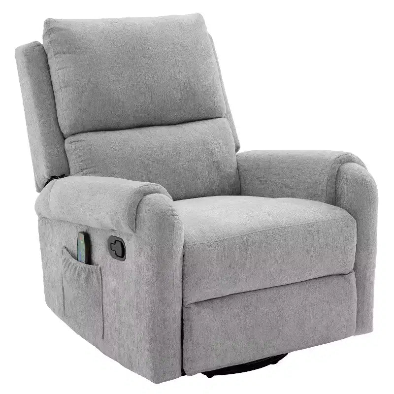 Fauteuil inclinable de massage rembourré en chenille pivotant et basculant Elmsford Modern de Christopher Knight Home