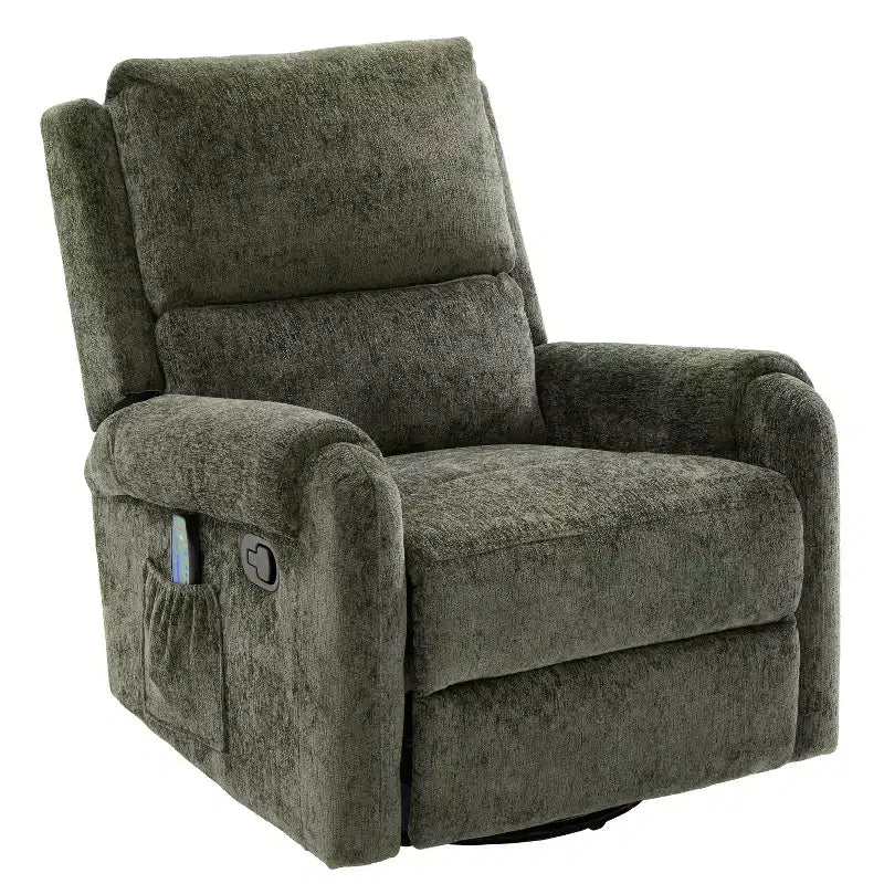 Fauteuil inclinable de massage rembourré en chenille pivotant et basculant Elmsford Modern de Christopher Knight Home