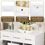 Meuble-lavabo de salle de bain blanc de 36 po avec tiroirs, armoire de rangement de salle de bain avec porte à fermeture douce et étagère réglable