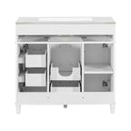 Meuble-lavabo de salle de bain blanc de 36 po avec tiroirs, armoire de rangement de salle de bain avec porte à fermeture douce et étagère réglable