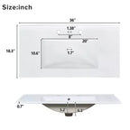 Meuble-lavabo de salle de bain blanc de 36 po avec tiroirs, armoire de rangement de salle de bain avec porte à fermeture douce et étagère réglable