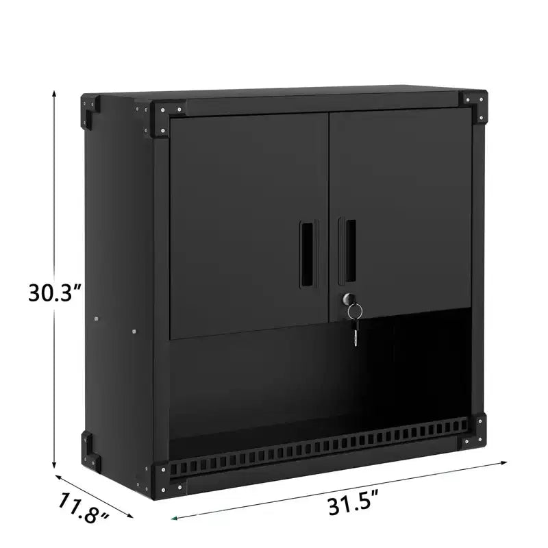 Armoire murale en acier avec serrure - Organiseur de rangement mural robuste pour garage avec étagères, armoire suspendue en métal