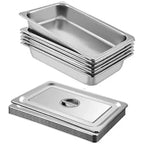 COZONY Stainless Steel Insulated Food Pan, 90 Liter 6 Pack 2.5 Inch Deep Plates with Lid for Restaurant Canteen Buffet
