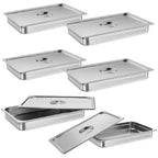 COZONY Bac Gastro Inox Isotherme, Lot de 6 Bacs 90 Litres Profondeur 6,5 cm avec Couvercle pour Restaurant Cantine Buffet