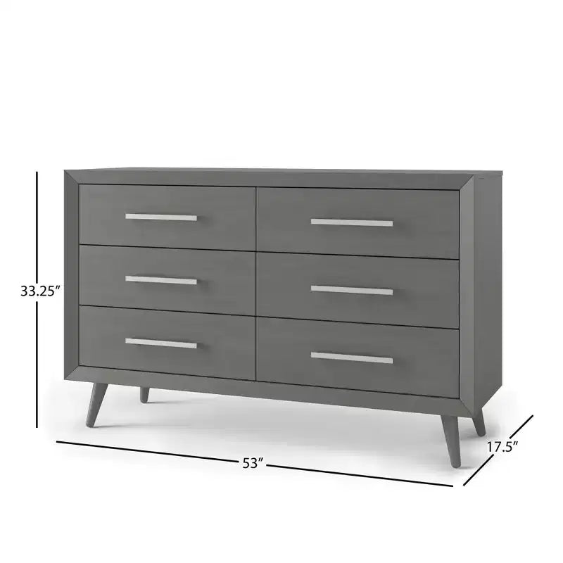 Commode double 6 tiroirs Child Craft Cranbrook pour chambre de bébé ou d'enfant, kit anti-basculement inclus pour éviter le basculement, finition non toxique, sans danger pour les bébés