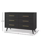 Commode double 6 tiroirs Child Craft Cranbrook pour chambre de bébé ou d'enfant, kit anti-basculement inclus pour éviter le basculement, finition non toxique, sans danger pour les bébés