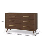 Commode double 6 tiroirs Child Craft Cranbrook pour chambre de bébé ou d'enfant, kit anti-basculement inclus pour éviter le basculement, finition non toxique, sans danger pour les bébés