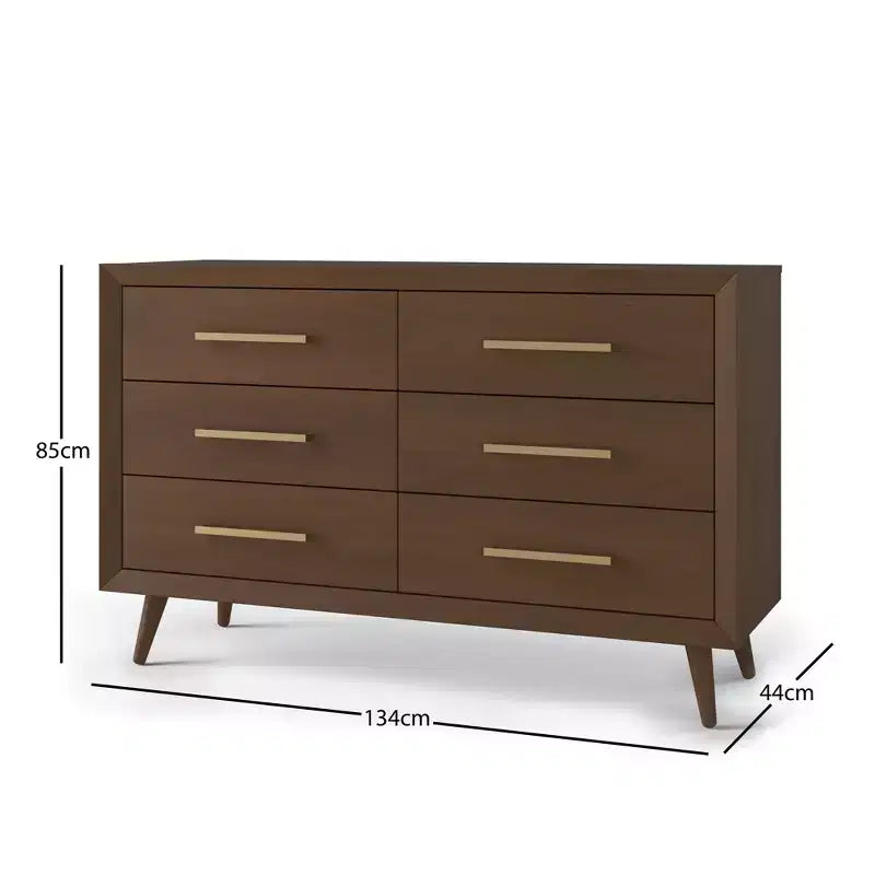 Commode double 6 tiroirs Child Craft Cranbrook pour chambre de bébé ou d'enfant, kit anti-basculement inclus pour éviter le basculement, finition non toxique, sans danger pour les bébés