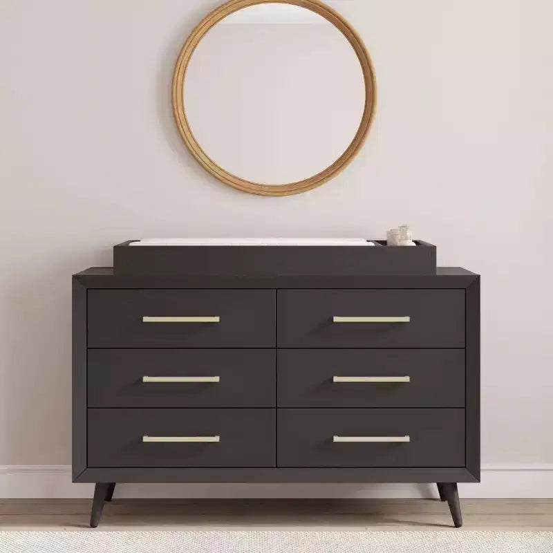 Commode double 6 tiroirs Child Craft Cranbrook pour chambre de bébé ou d'enfant, kit anti-basculement inclus pour éviter le basculement, finition non toxique, sans danger pour les bébés